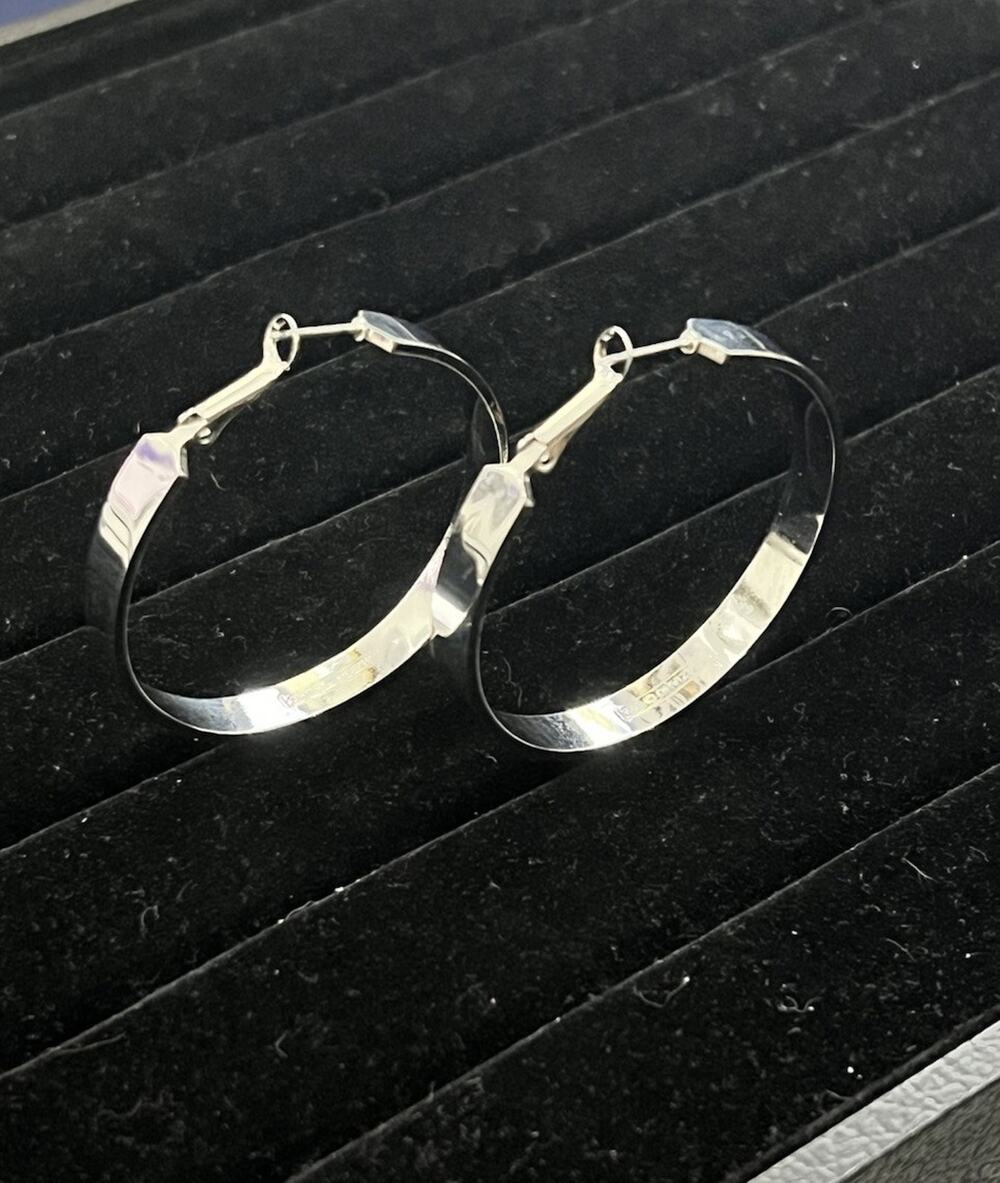 Vintage R.J. Graziano Signed Silver Tone Hoop Earrings Large 2” Designer Jewelry